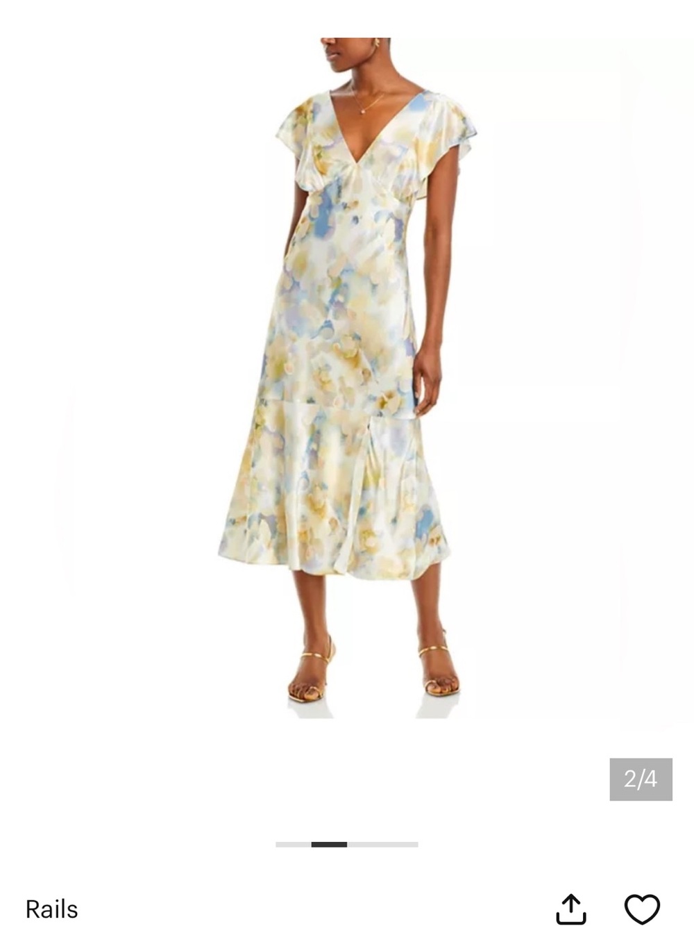 NWT Rails V-Neck Floral Midi Dress in Pale Blue & Yellow